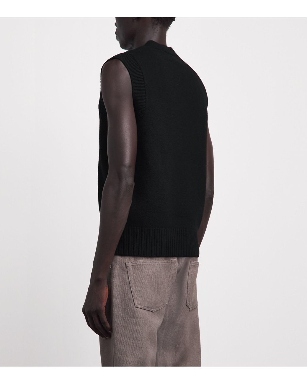 AMI Black Wool Logo Sweater Vest for men