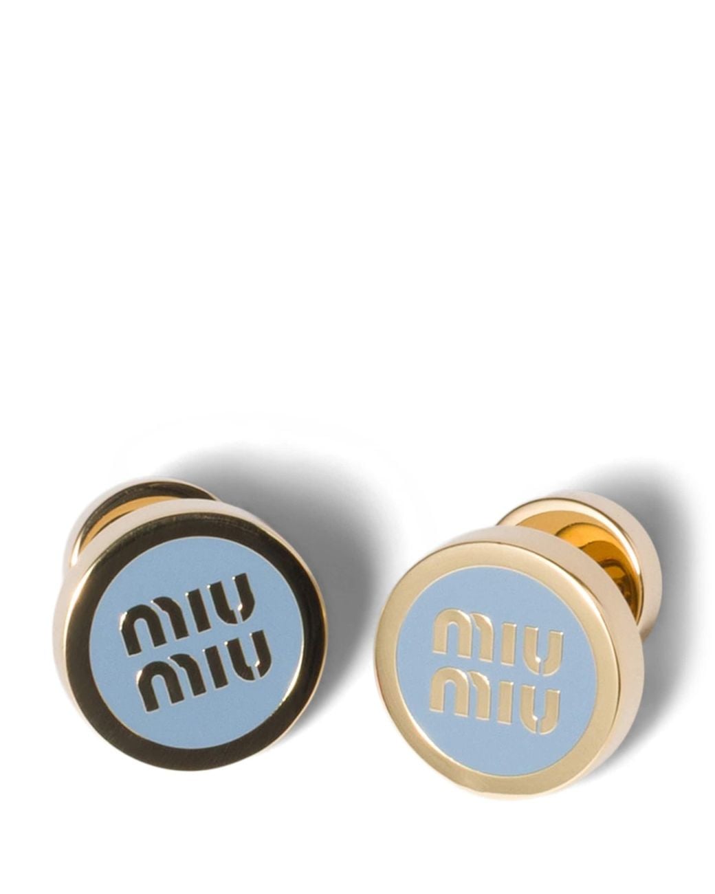 Miu Miu Blue Enamel Logo Earrings