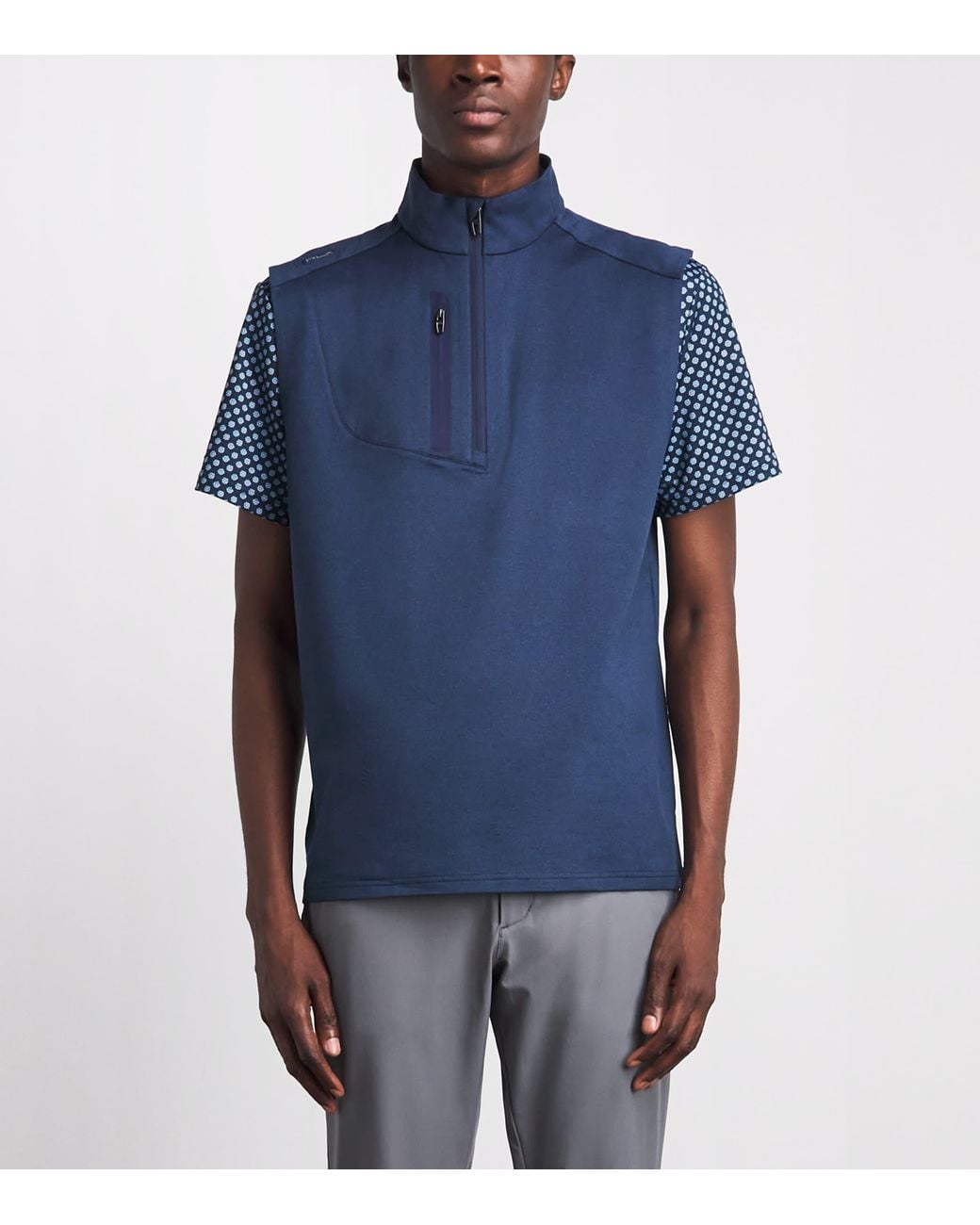Ralph Lauren Blue Half-Zip Gilet for men