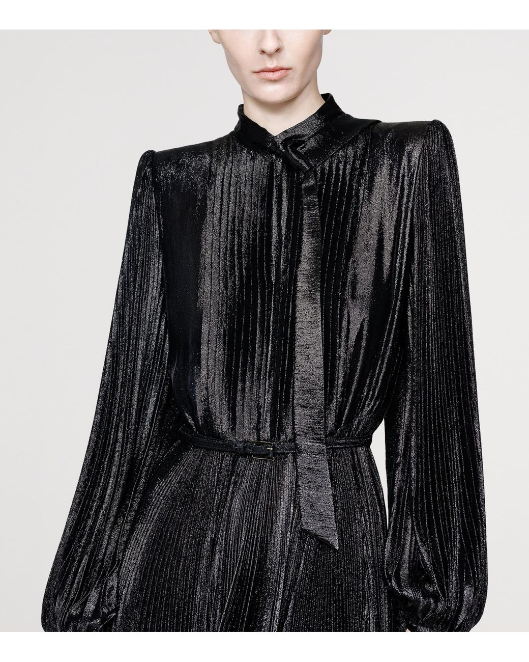 Tom Ford Black Silk Charmeuse Lurex Midi Dress