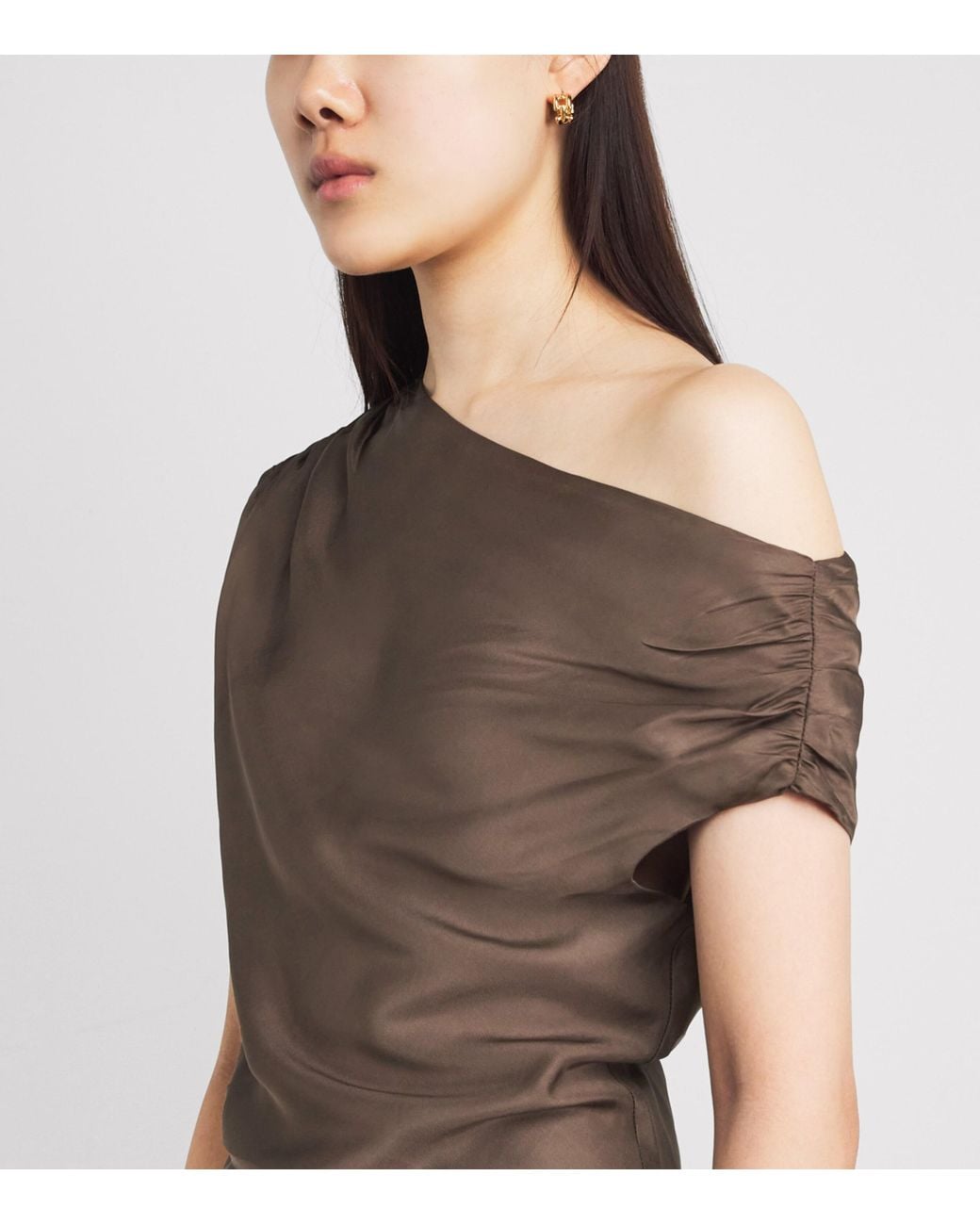 Toccin Brown One-Shoulder Veda Top