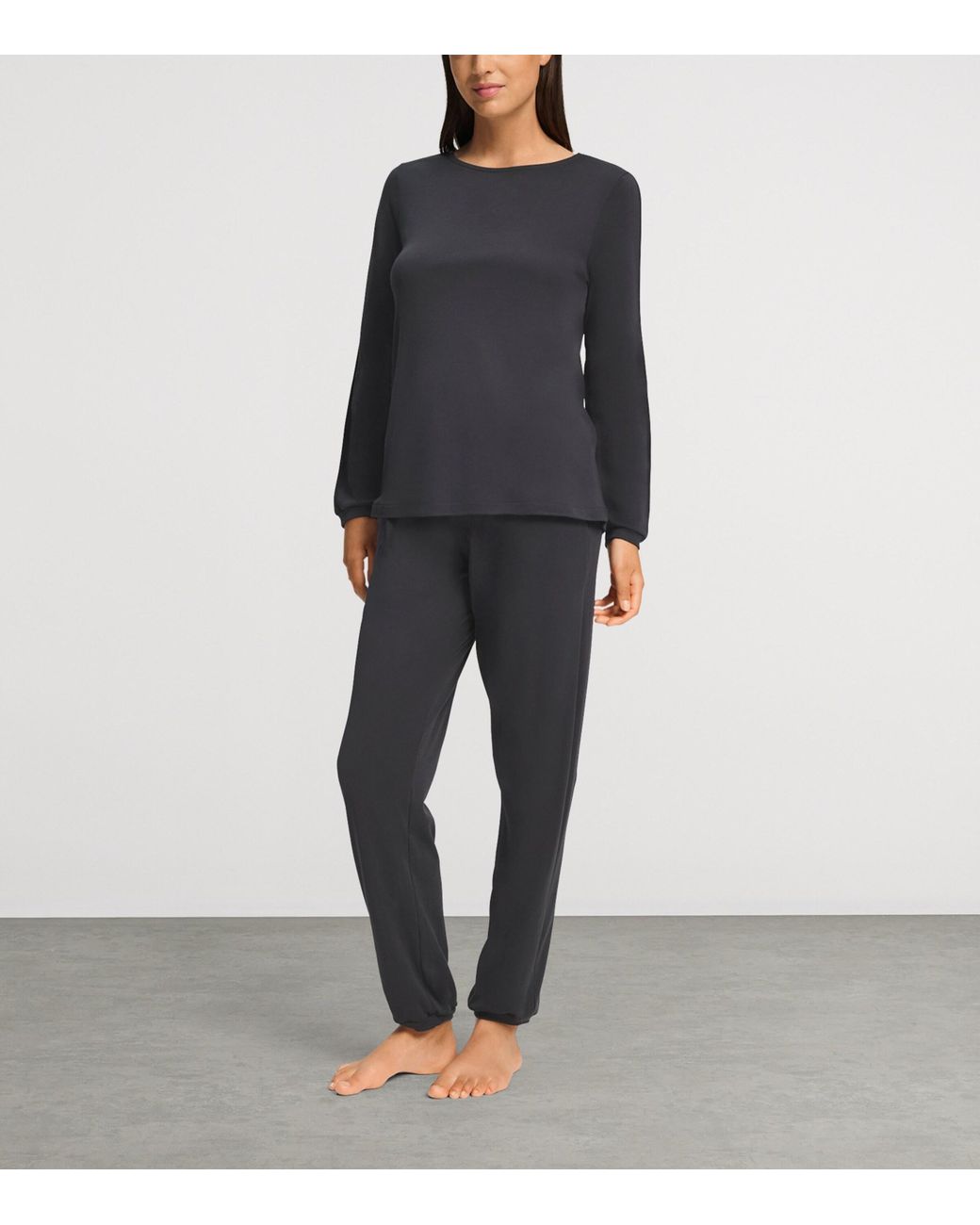 Hanro Black Cotton Franca Pyjama Set