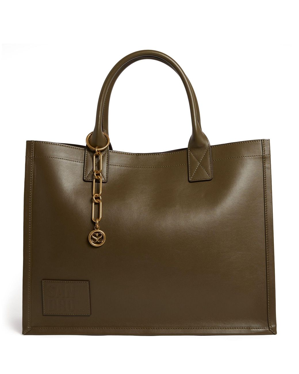 Sandro Leather Tote Bag in Green Lyst