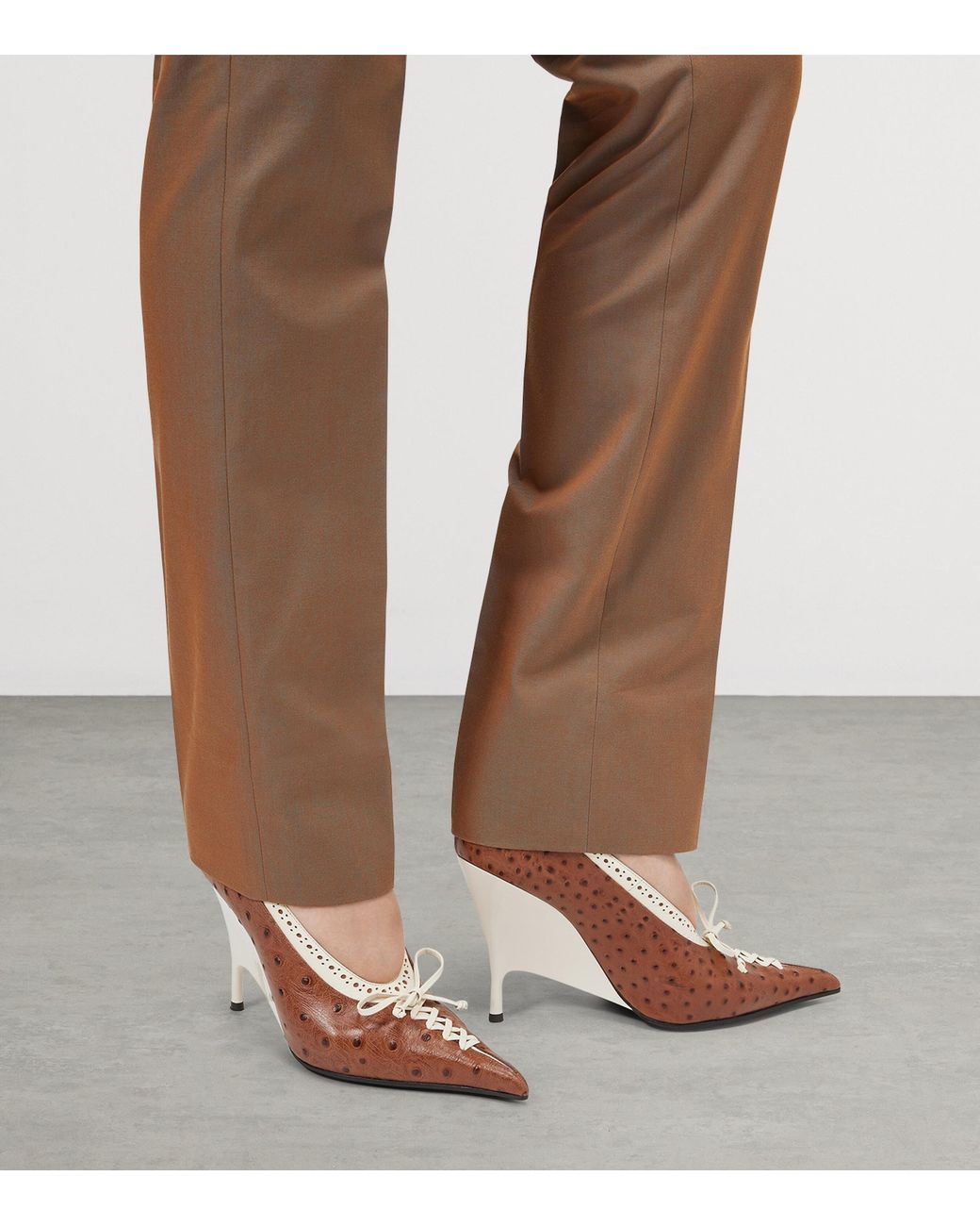 McQueen Brown Leather Koko Pumps 105