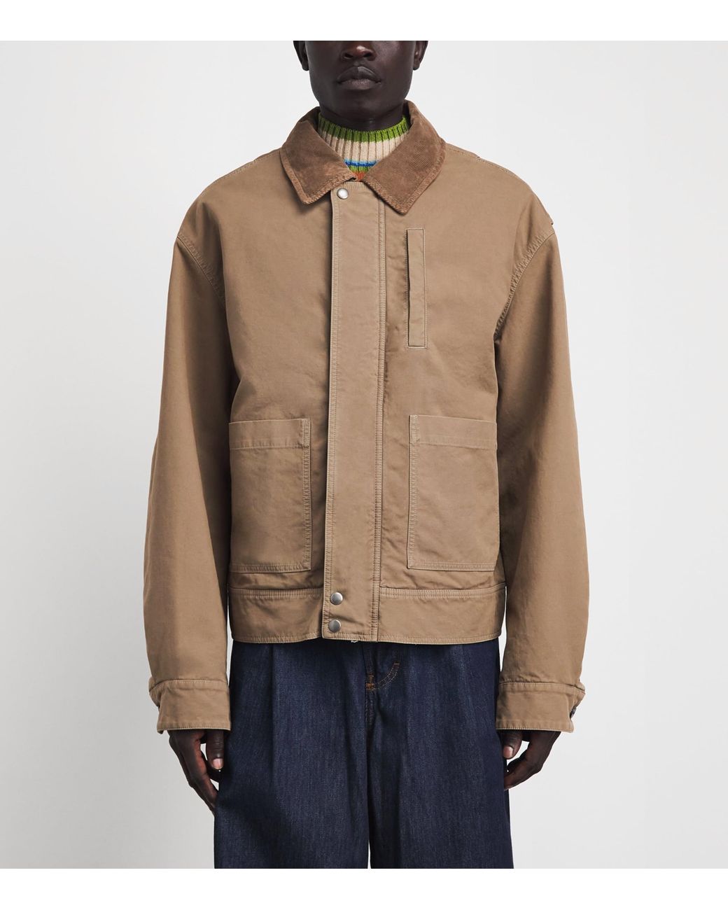 Dries Van Noten Brown Cotton Corduroy-Trim Jacket for men
