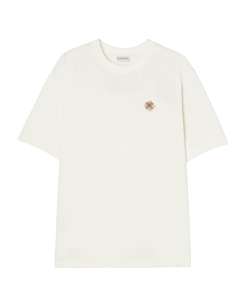 Burberry White Cotton Embroidered Logo T-Shirt for men