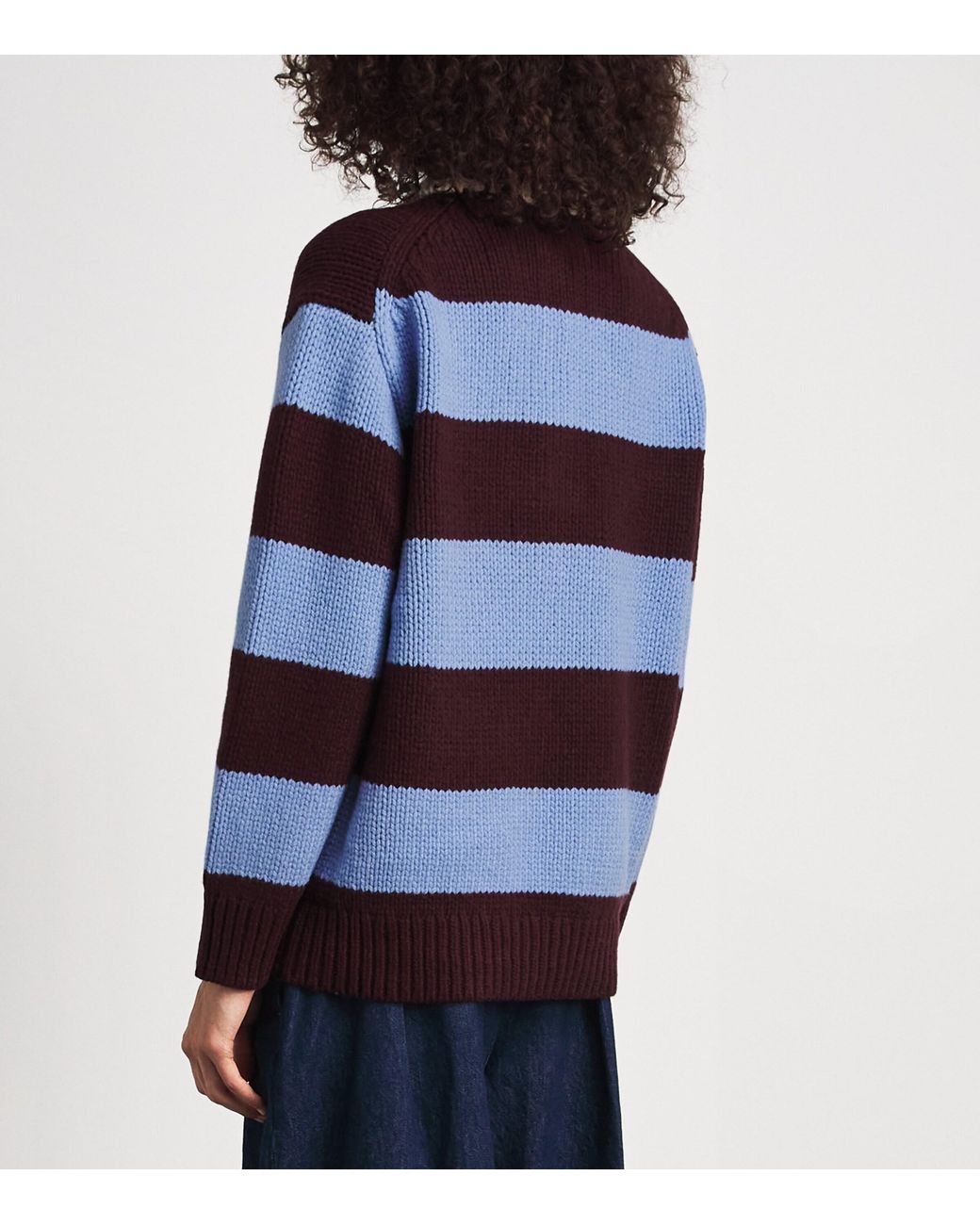 Polo Ralph Lauren Blue Wool-Blend Stripe Sweater