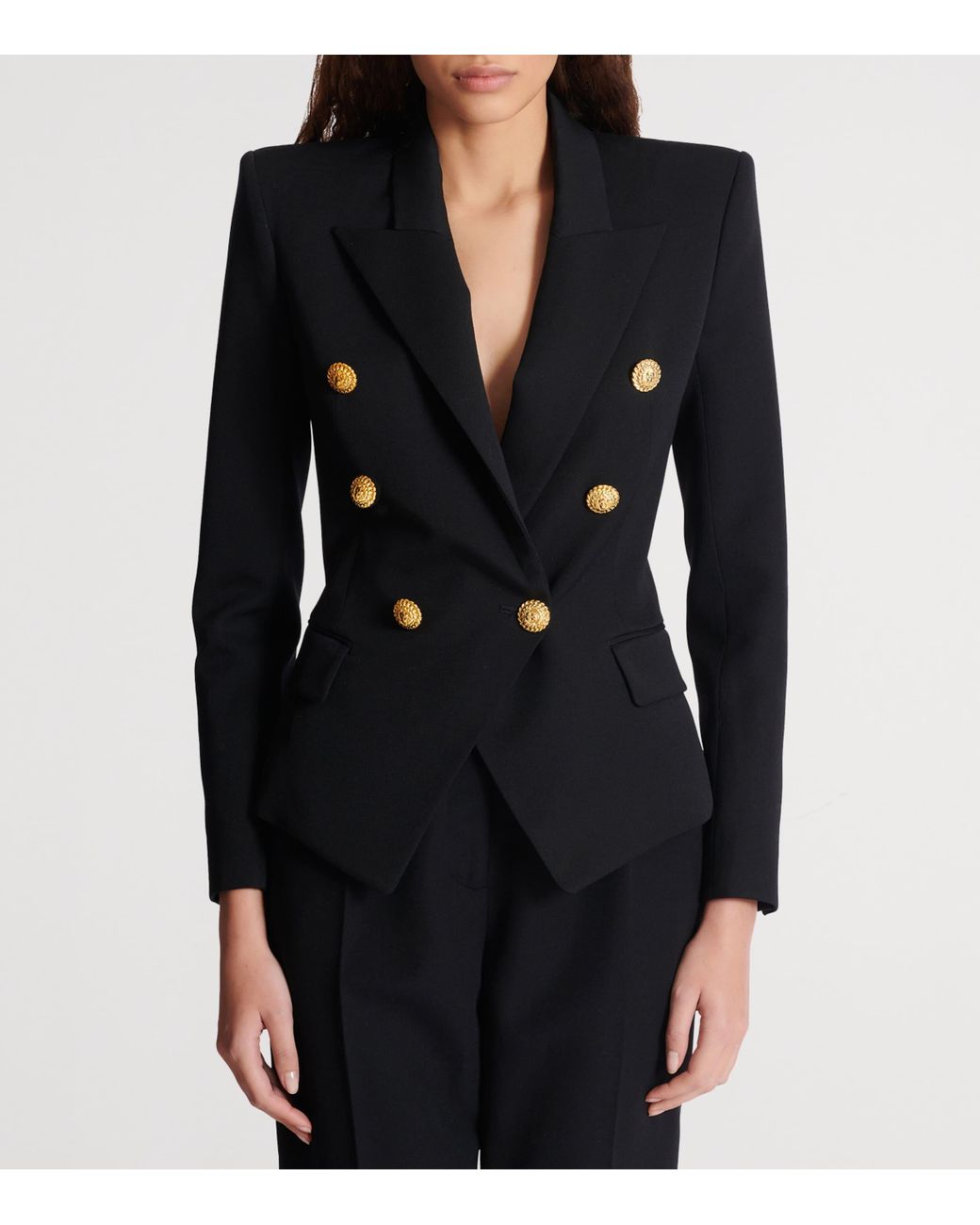 Balmain Black Grain De Poudre 6-Buttons Fitted Jacket