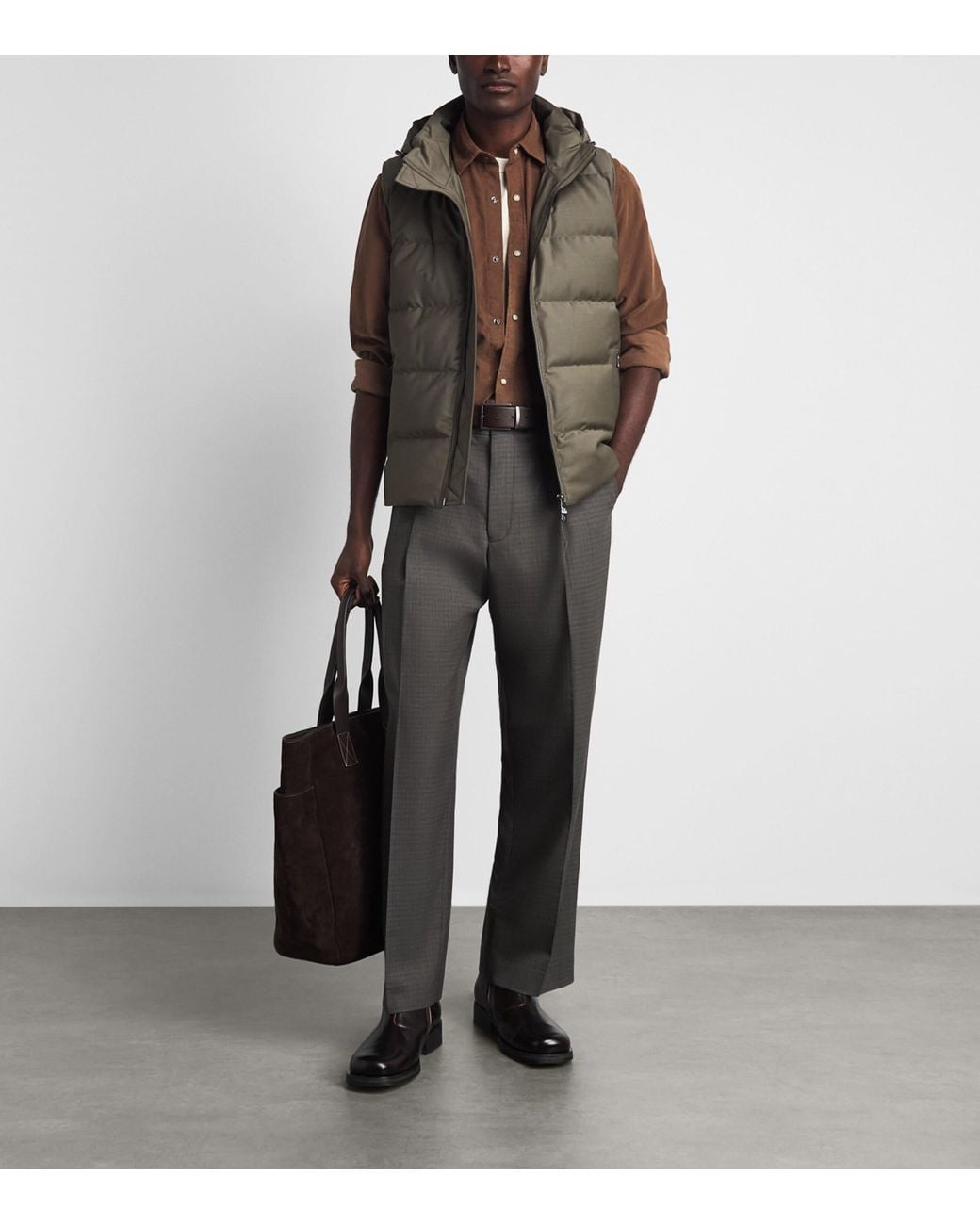 Canali Brown Cotton Corduroy Western Shirt for men