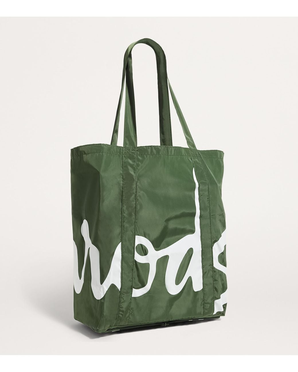 Harrods Green Logo Pocket Shopper Bag