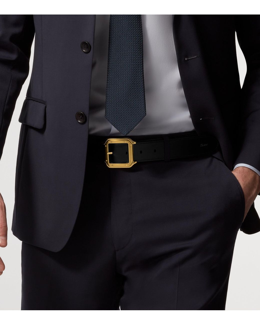 Cartier Black Leather Santos De Reversible Belt for men