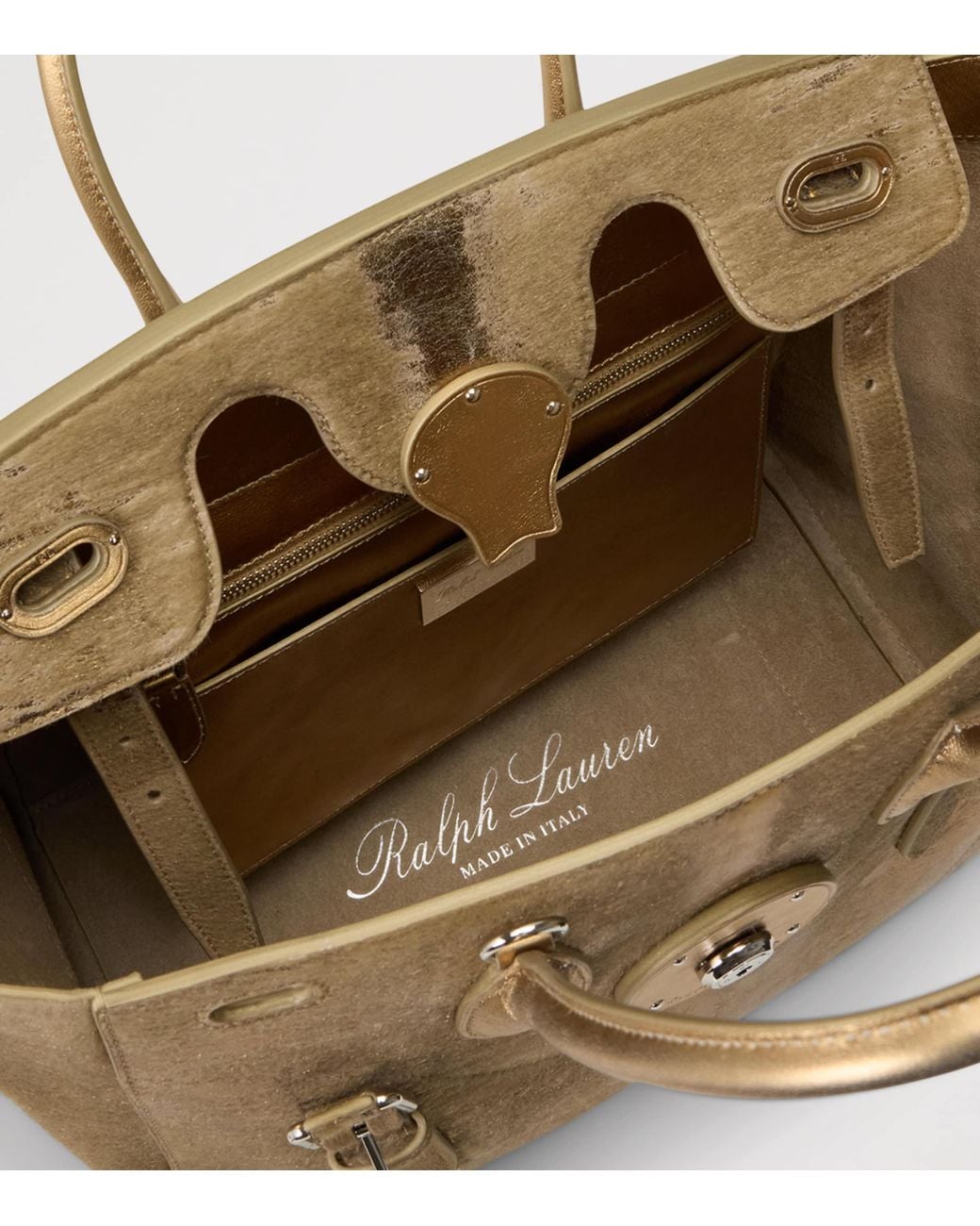 Ralph Lauren Natural Foiled Leather Extra-Soft Ricky 33 Top-Handle Bag