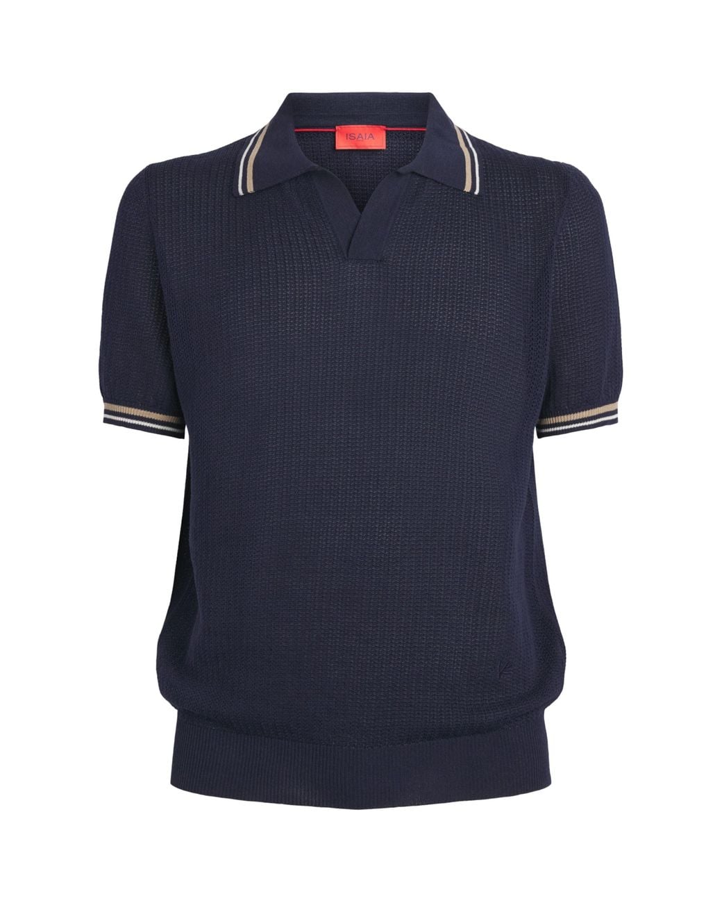 Isaia Blue Silk-Linen Polo Shirt for men