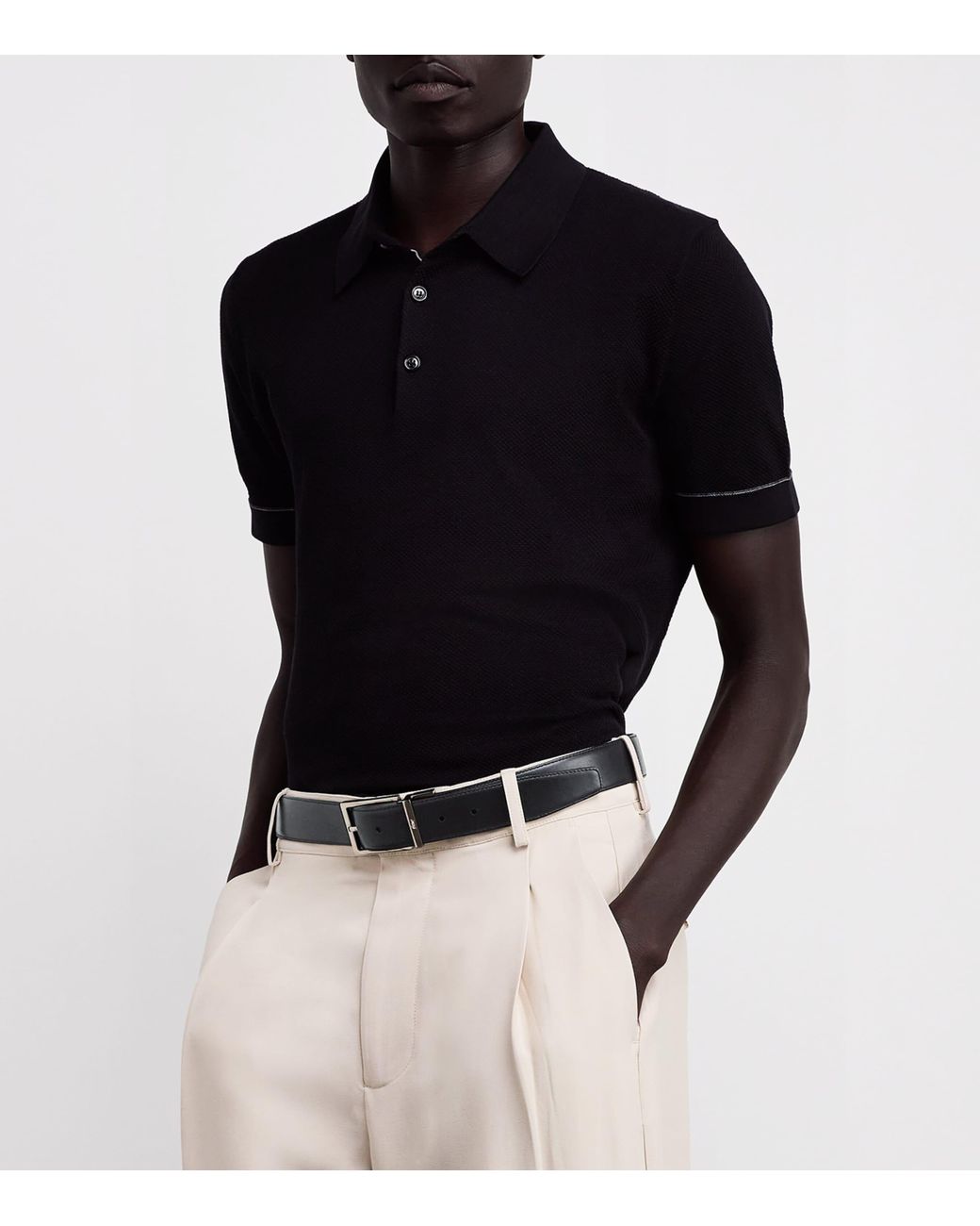 Brioni Black Leather Belt for men