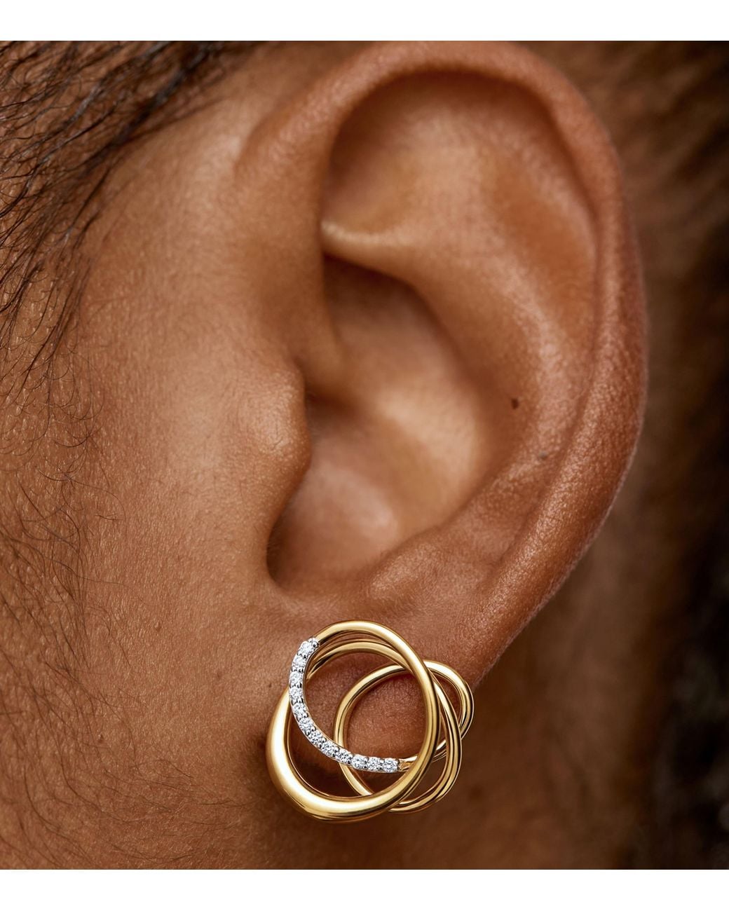 Monica Vinader Metallic And Diamond Nura Wrap Stud Earrings
