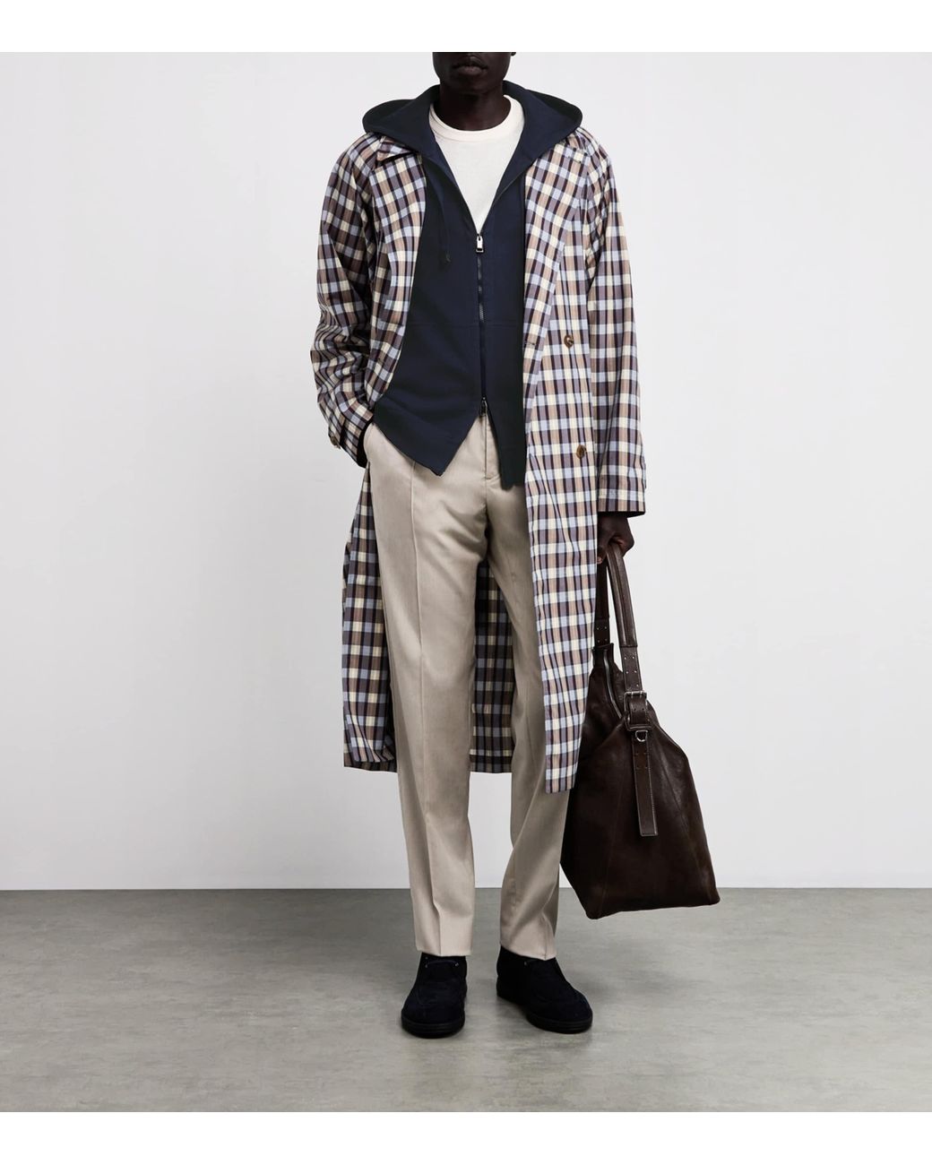 Brioni Blue Stretch-Cotton Zip-Up Hoodie for men