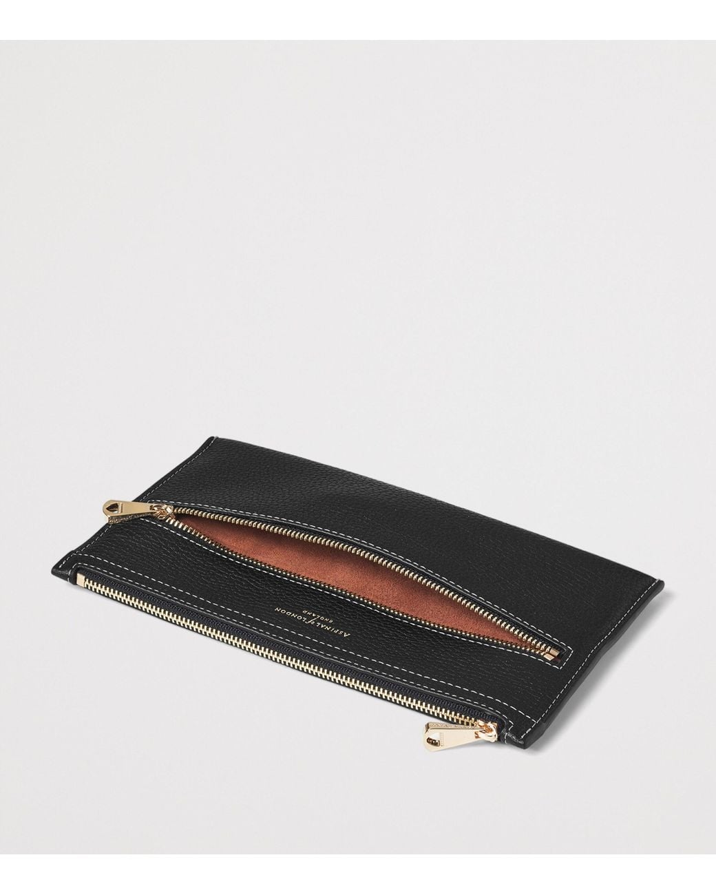 Aspinal Black Grained Leather Hudson Travel Pouch for men