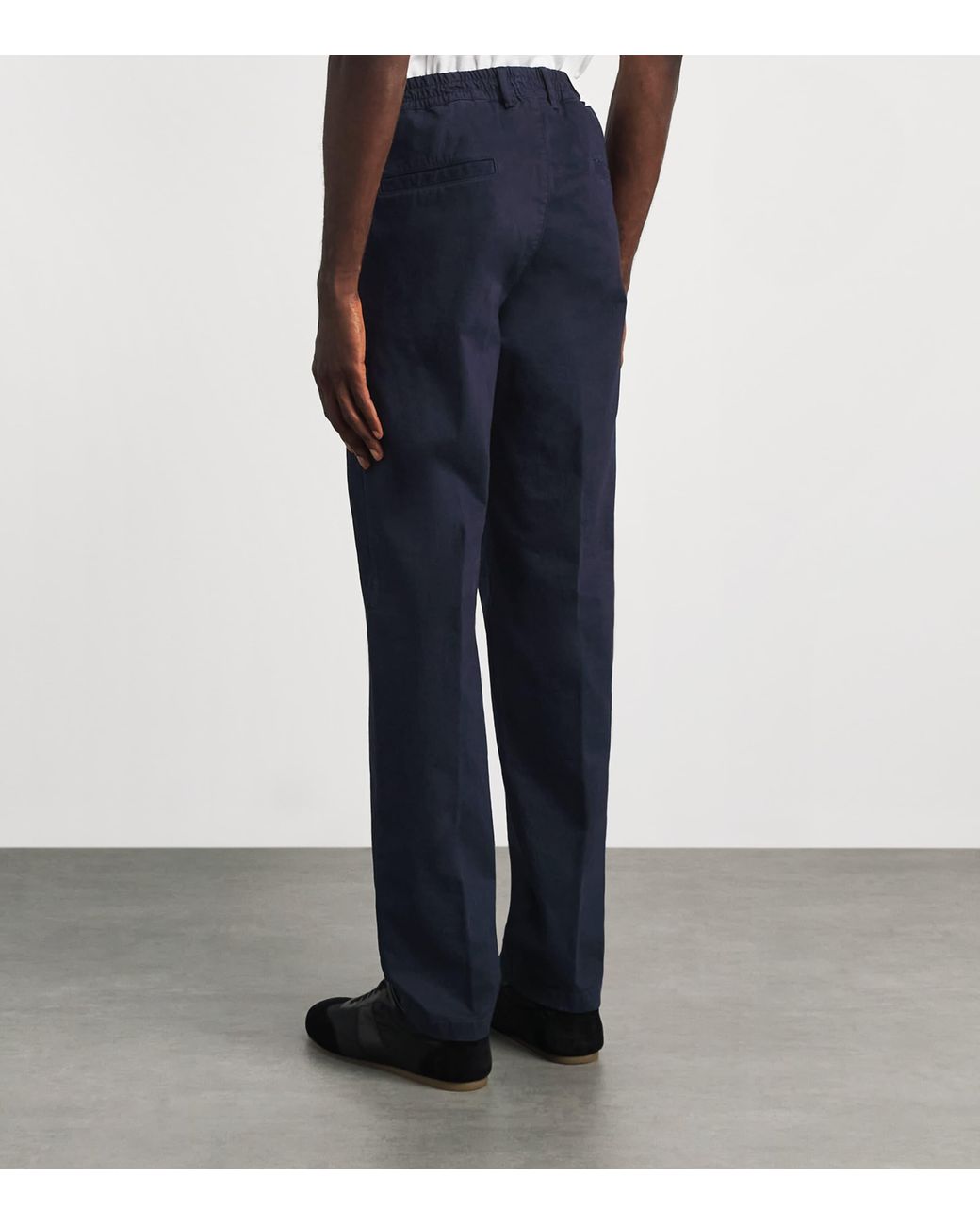 Eleventy Blue Stretch-Cotton Pleated Straight Trousers for men