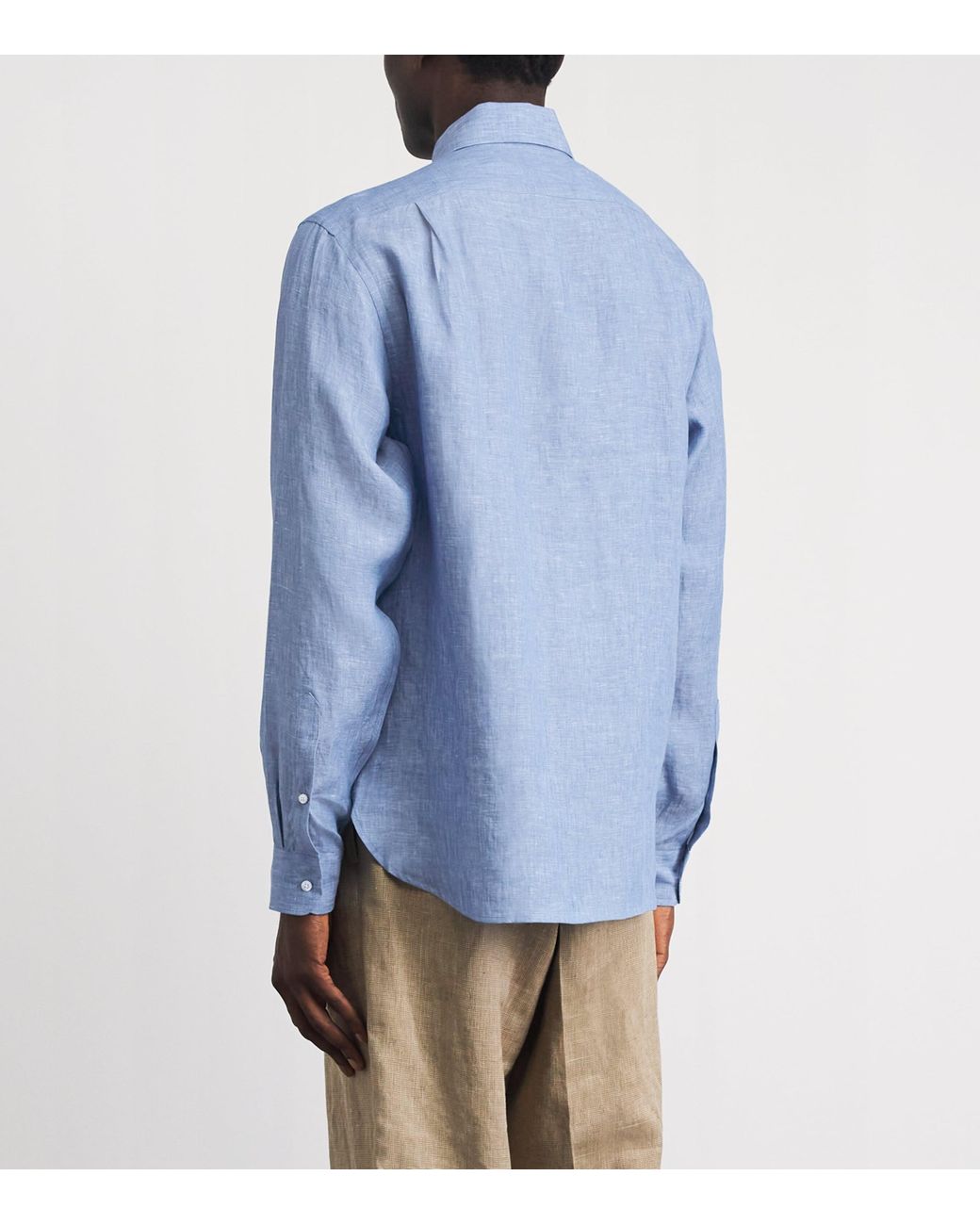Ralph Lauren Blue Linen Chambray Shirt for men