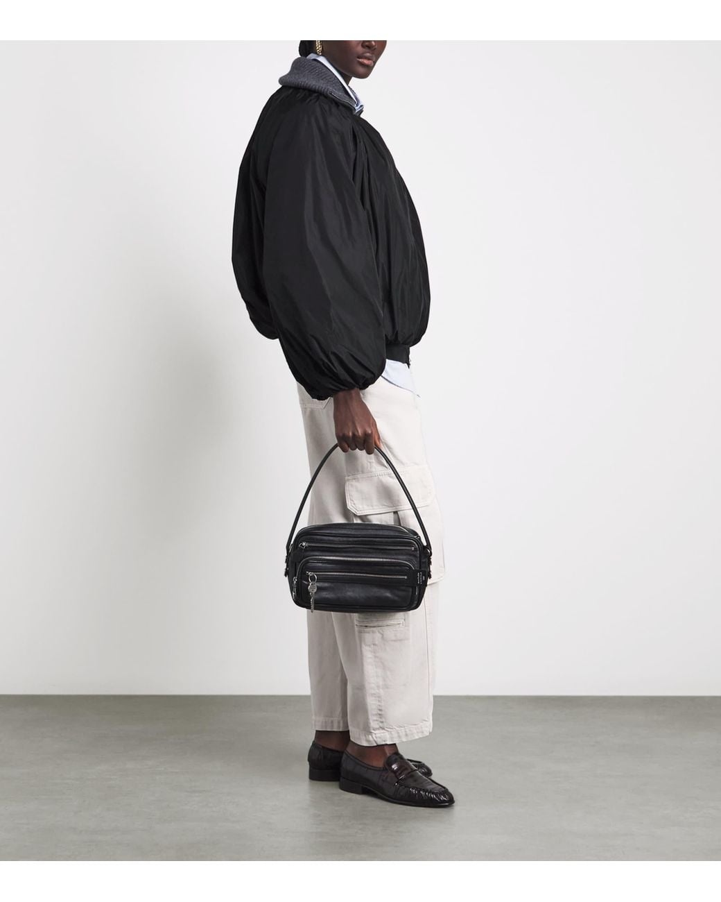 Agolde White Relaxed Raffi Bomber Jacket