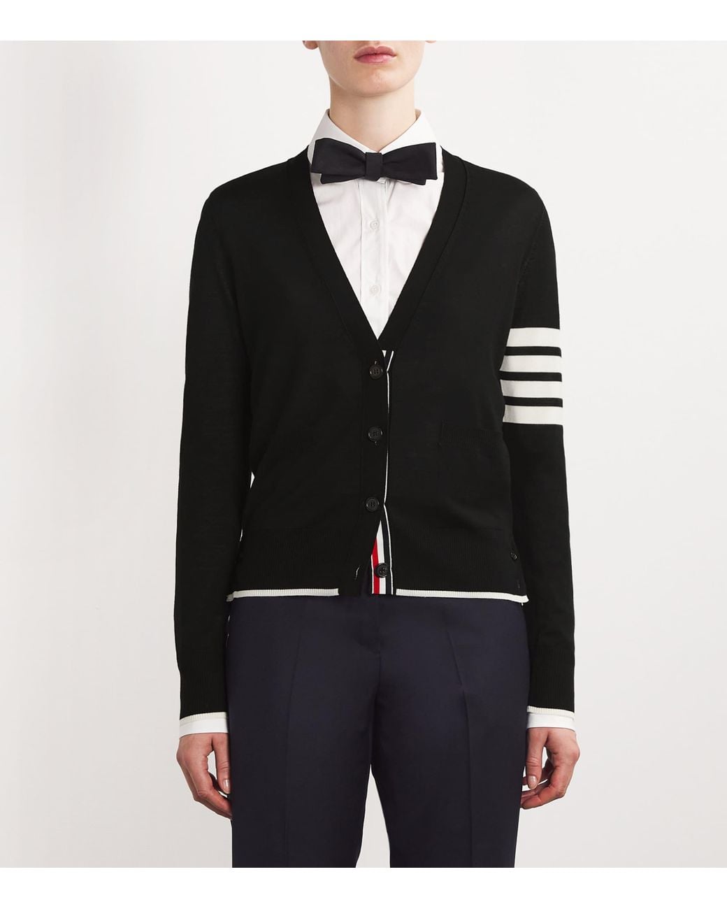 Thom Browne Black Virgin Wool Cardigan