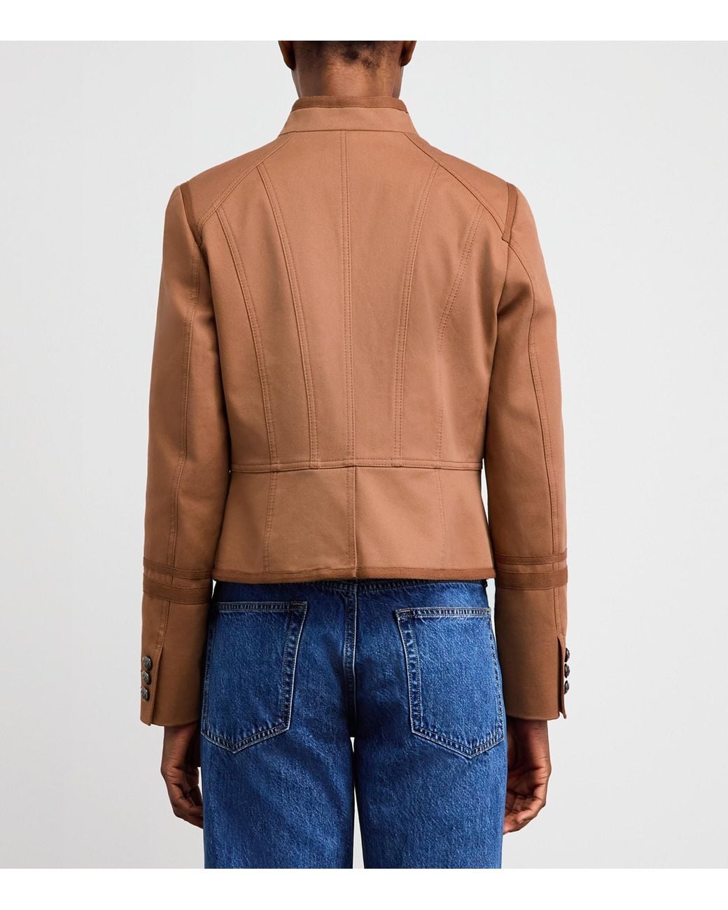 ME+EM Brown Stretch-Cotton Fitted Military Jacket
