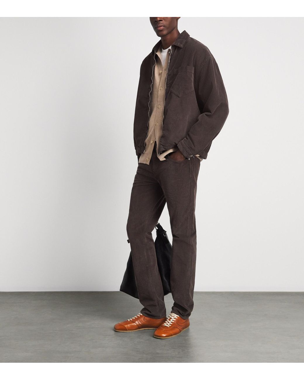 7 For All Mankind Brown Corduroy Zip-Up Overshirt for men
