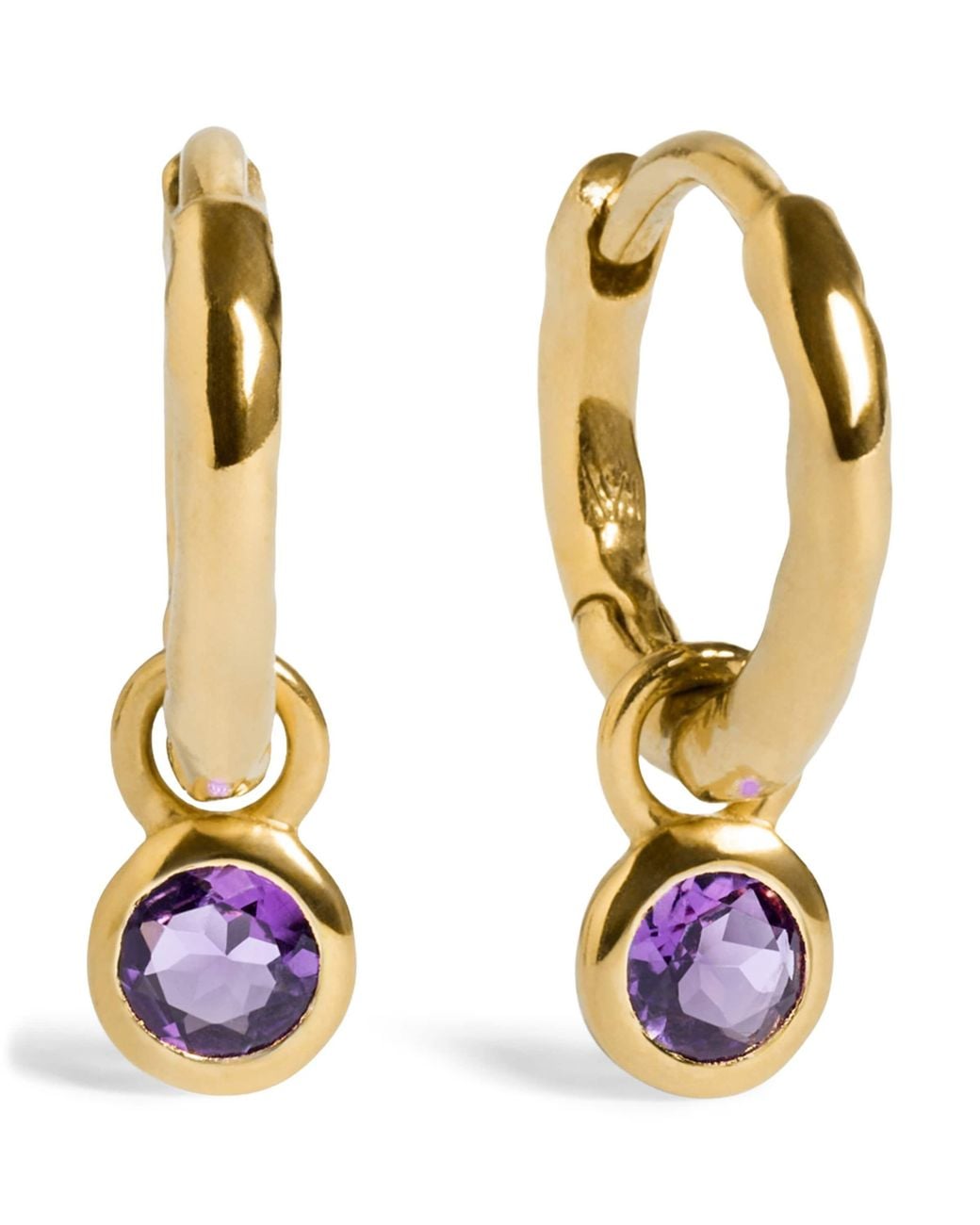 Monica Vinader Metallic Vermeil And Amethyst February Birthstone Huggie Earrings