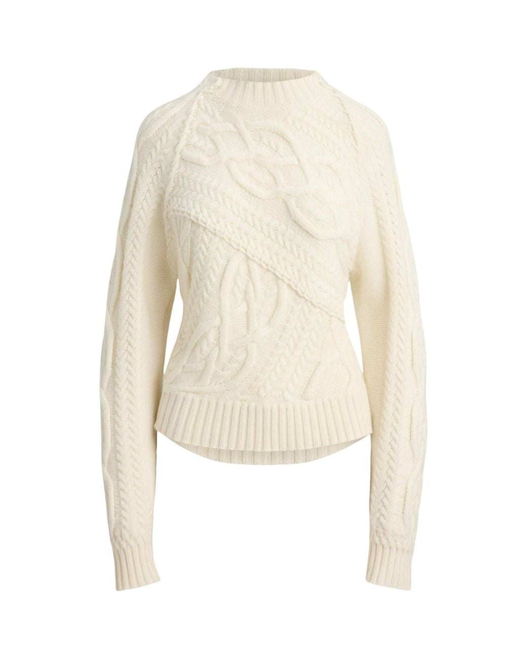 Ralph Lauren White Cashmere Cable-Knit Sweater