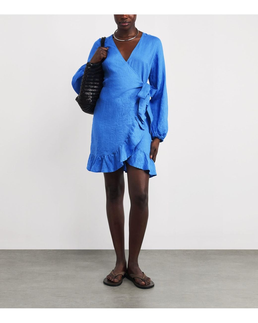Heidi Klein Linen Skyros Mini Wrap Dress in Blue | Lyst Canada
