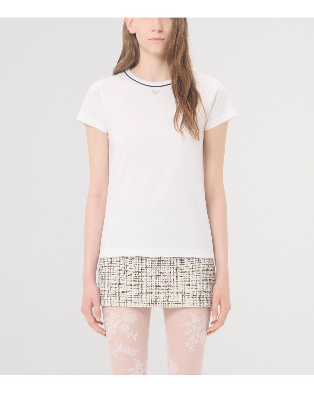 Valentino White Cotton Vlogo T-Shirt