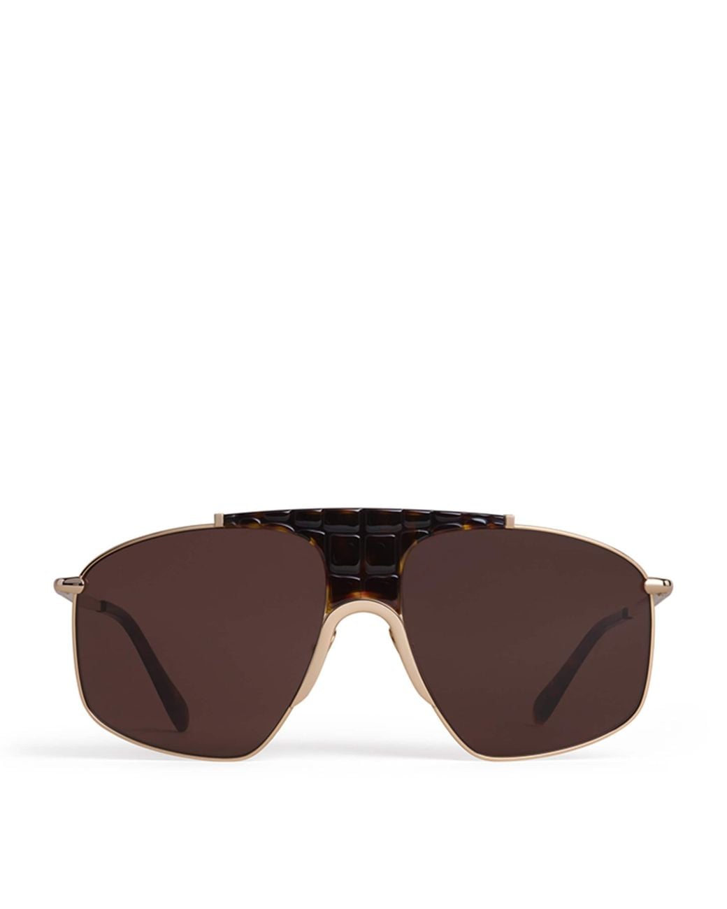 Alaïa Brown Metal Aviator Mask Sunglasses
