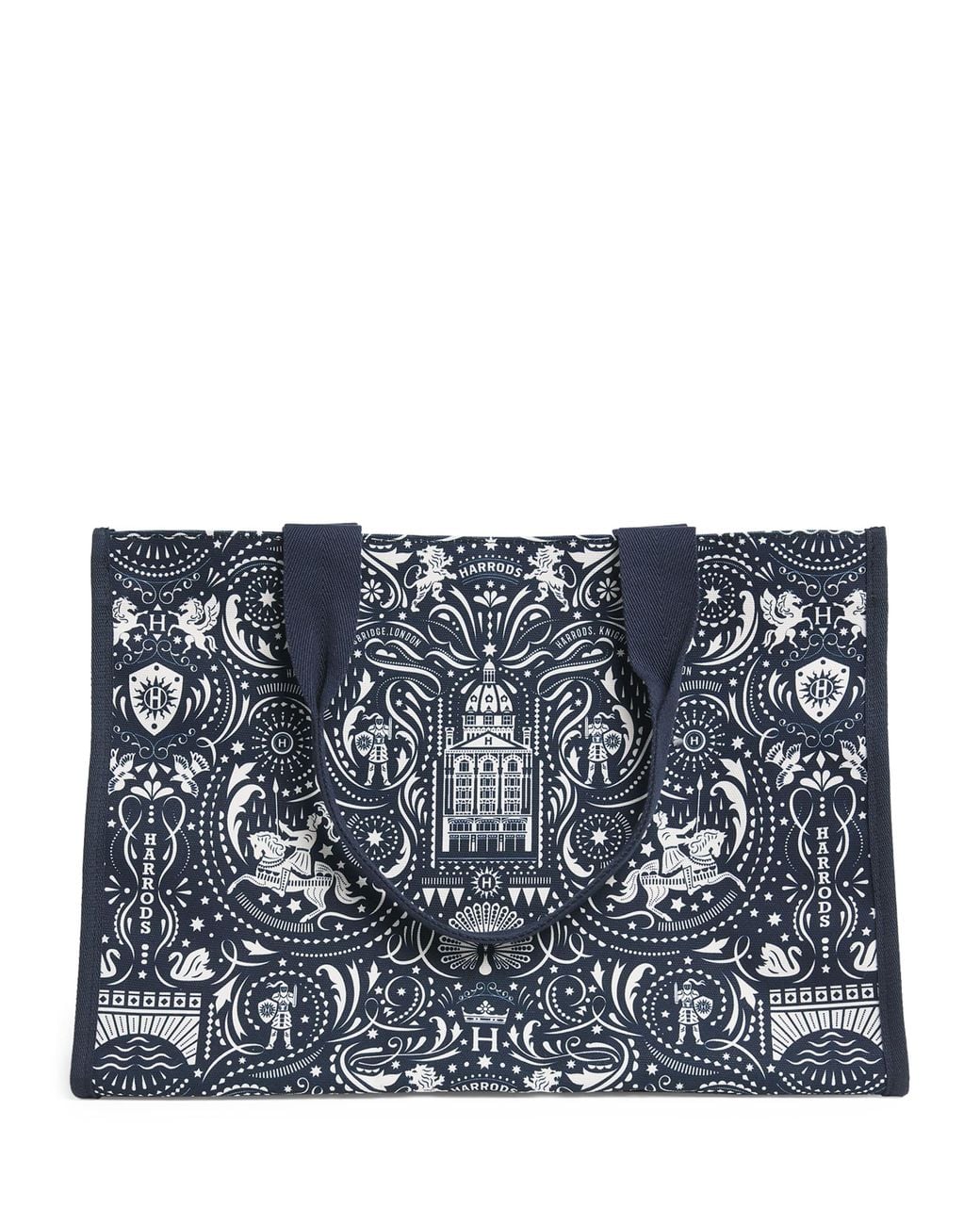 Harrods Blue Medium Knights Of Brompton Tote Bag