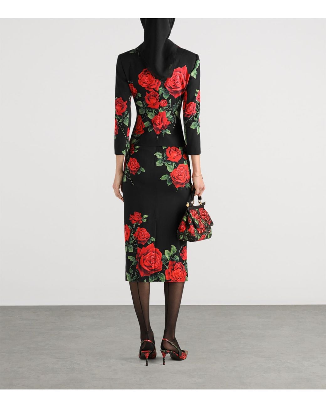 Dolce & Gabbana Red Silk-Blend Floral Print Blazer