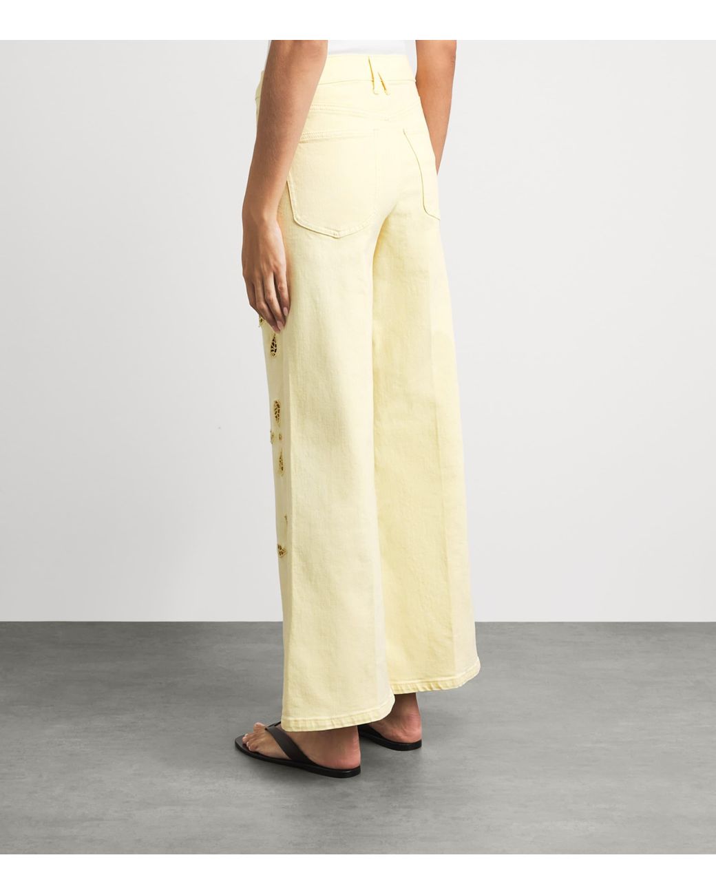 GOOD AMERICAN Natural Embroidered Good Waist Palazzo Jeans