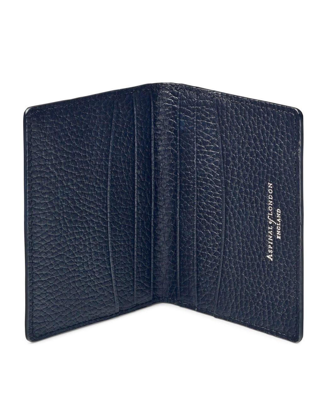 Aspinal Blue Leather Folded Card Holder for men