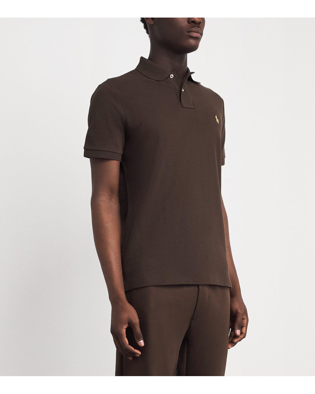 Polo Ralph Lauren Brown Cotton Mesh Custom-Fit Polo Shirt for men