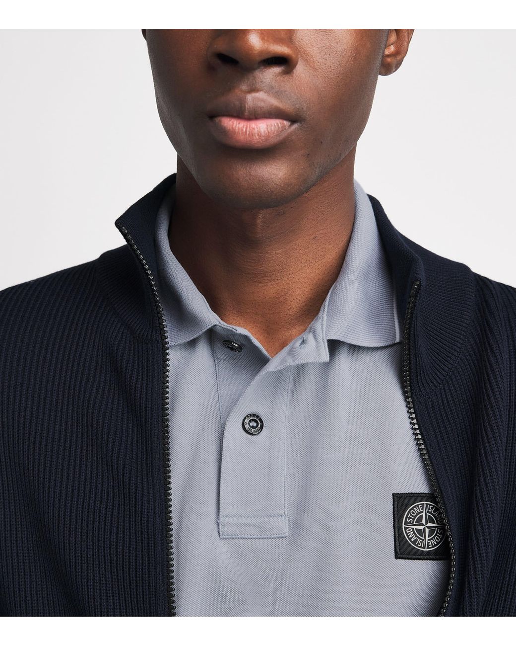 Stone Island Gray Cotton Compass Polo Shirt for men