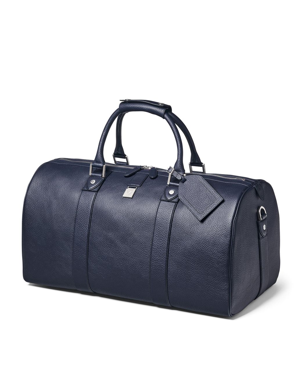 Aspinal Blue Leather Boston Holdall for men