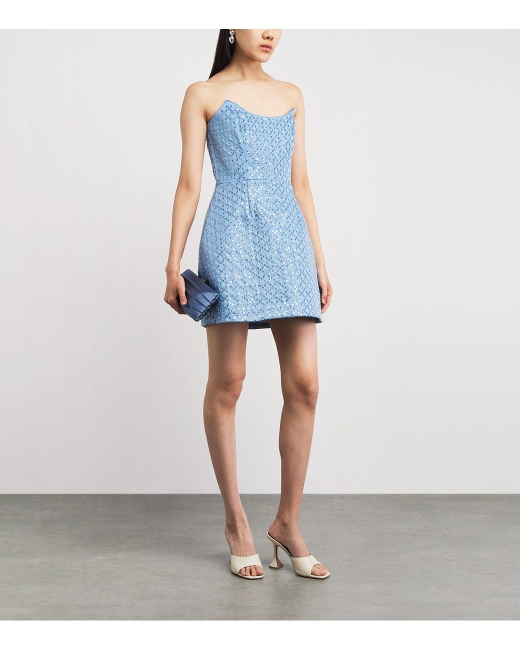 Rebecca Vallance Blue Embellished Alix Mini Dress