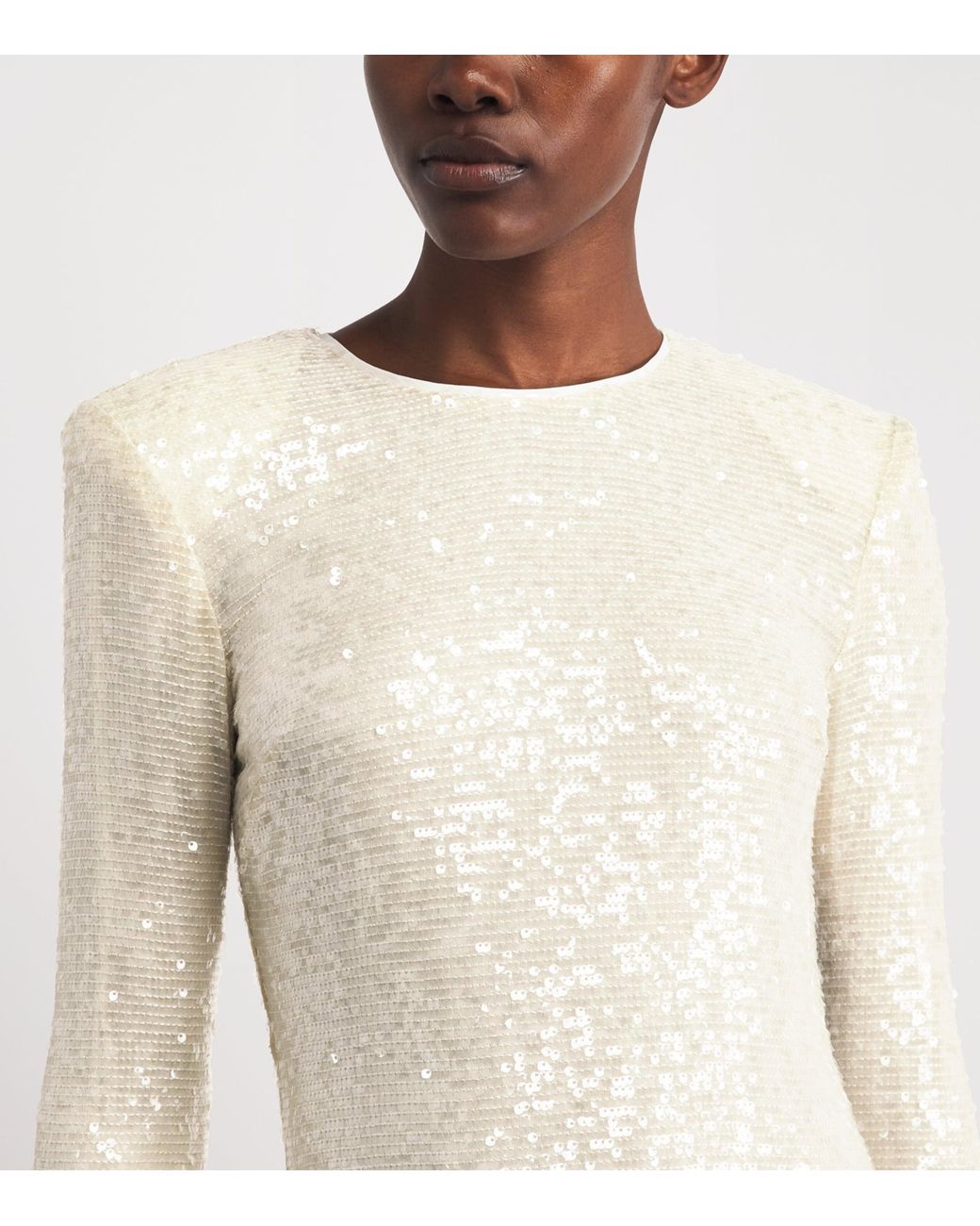 LAPOINTE Natural Sequin Flared-Sleeve Maxi Dress