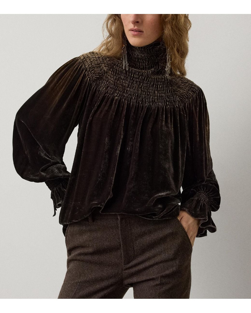 Ralph Lauren Black Velvet Maddison Blouse