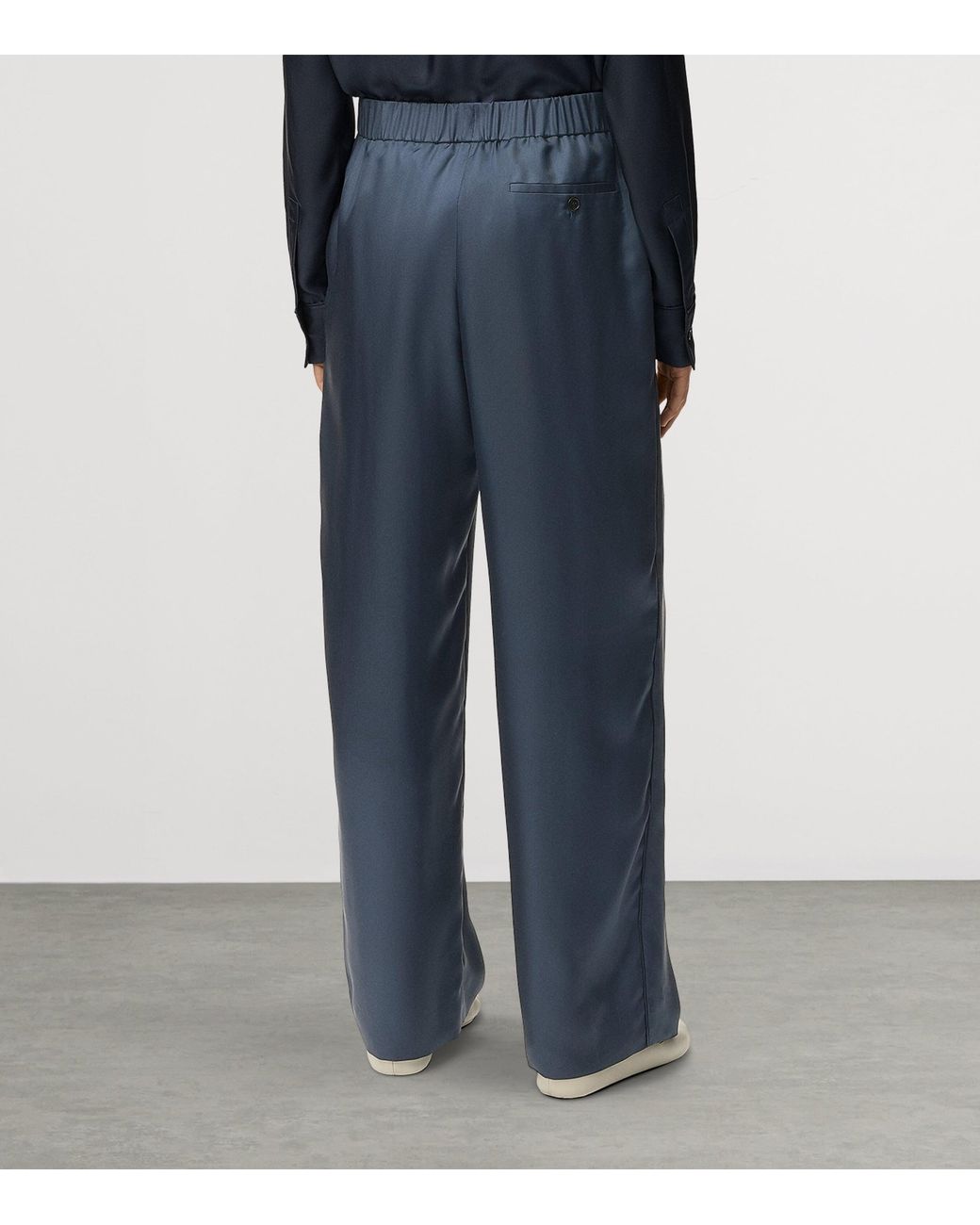 Loewe Blue Silk-Blend Logo Waistband Trousers