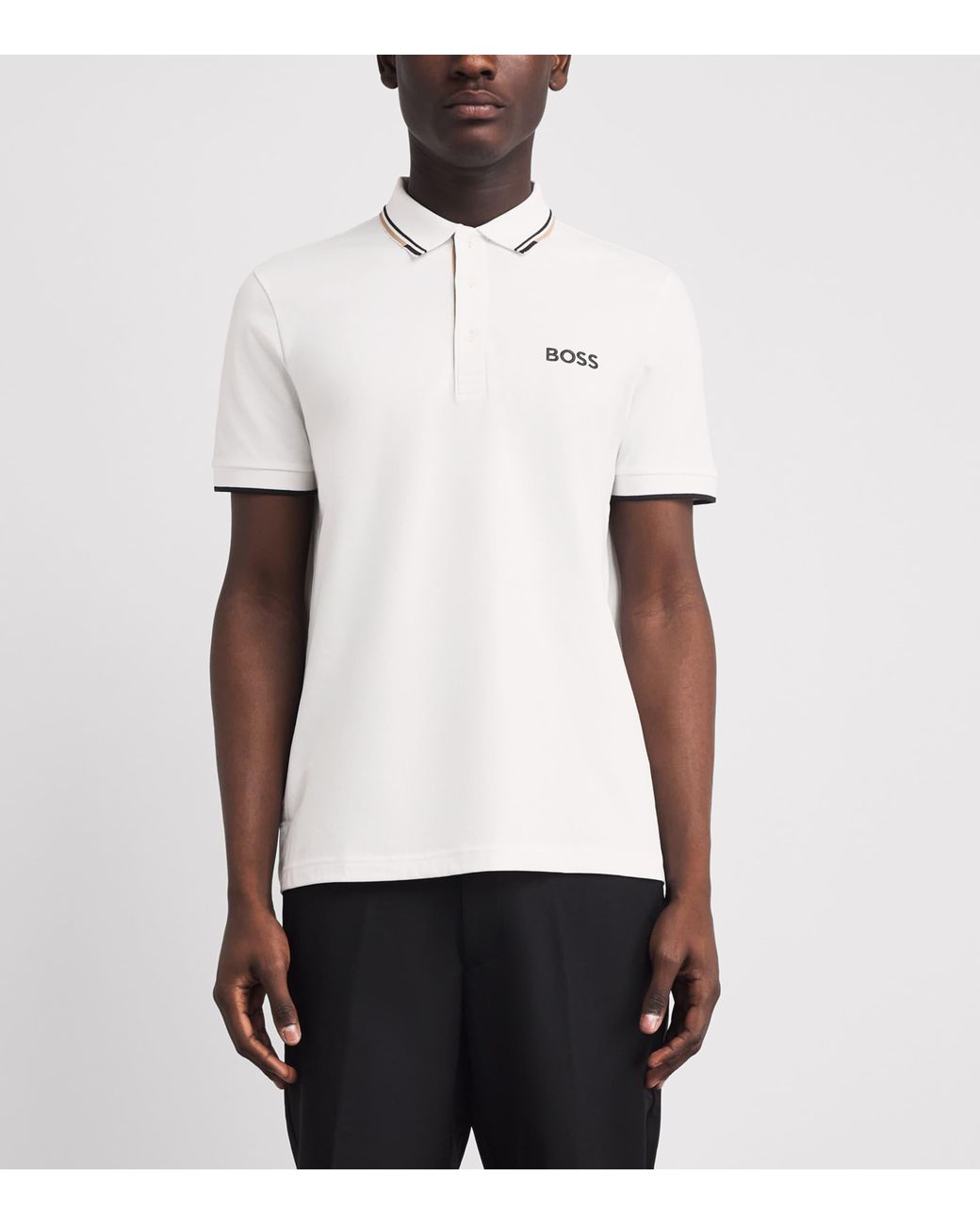 Boss White Cotton-Blend Paddy Polo Shirt for men