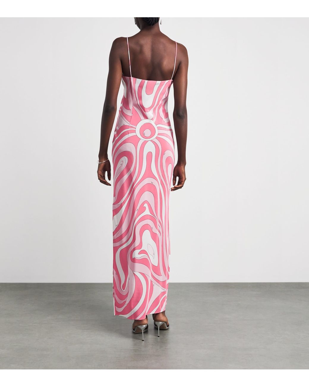 Emilio Pucci Pink Silk Printed Maxi Slip Dress