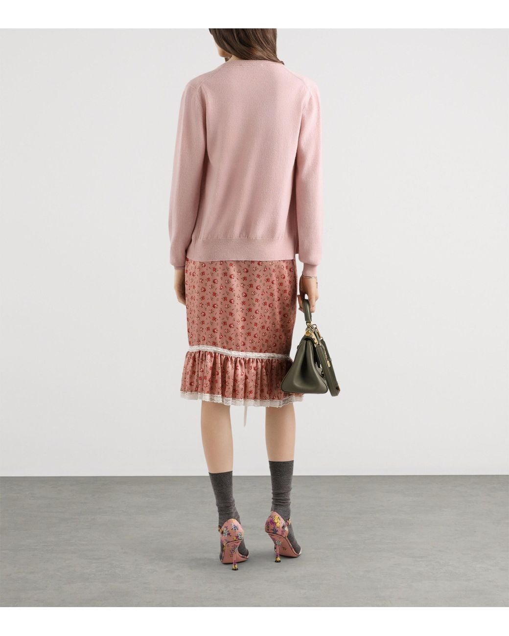 Dolce & Gabbana Pink Cashmere Jewel-Buttoned Cardigan