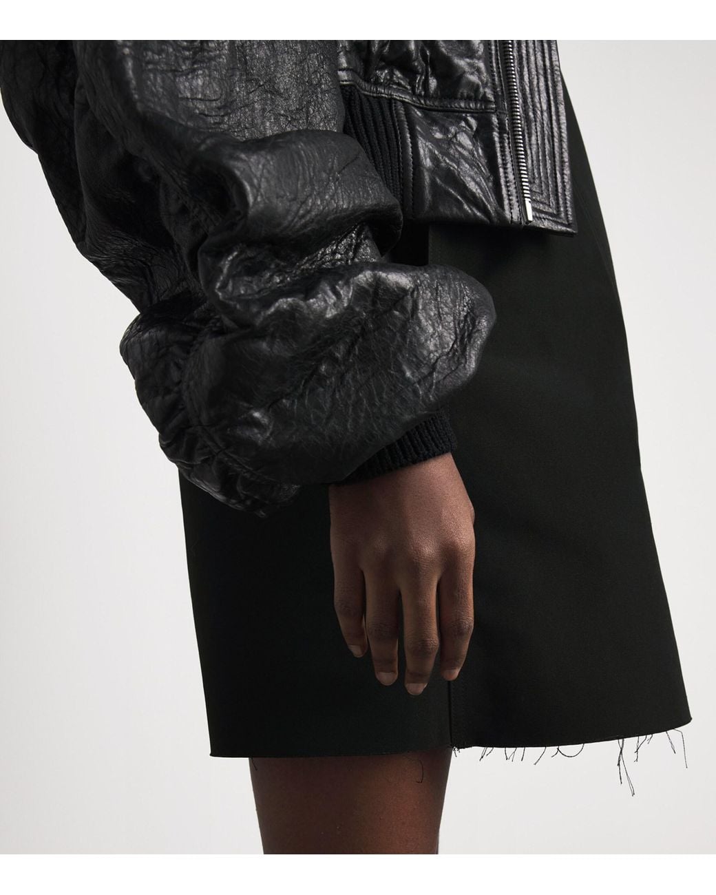 Rick Owens Black Stretch-Cotton Sheath Midi Skirt