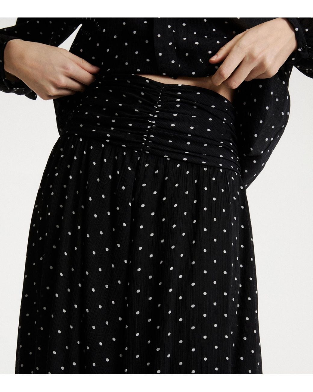 Marella Black Polka-Dot Maxi Skirt