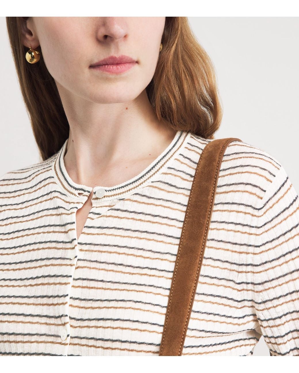 Theory White Linen-Blend Stripe Cardigan
