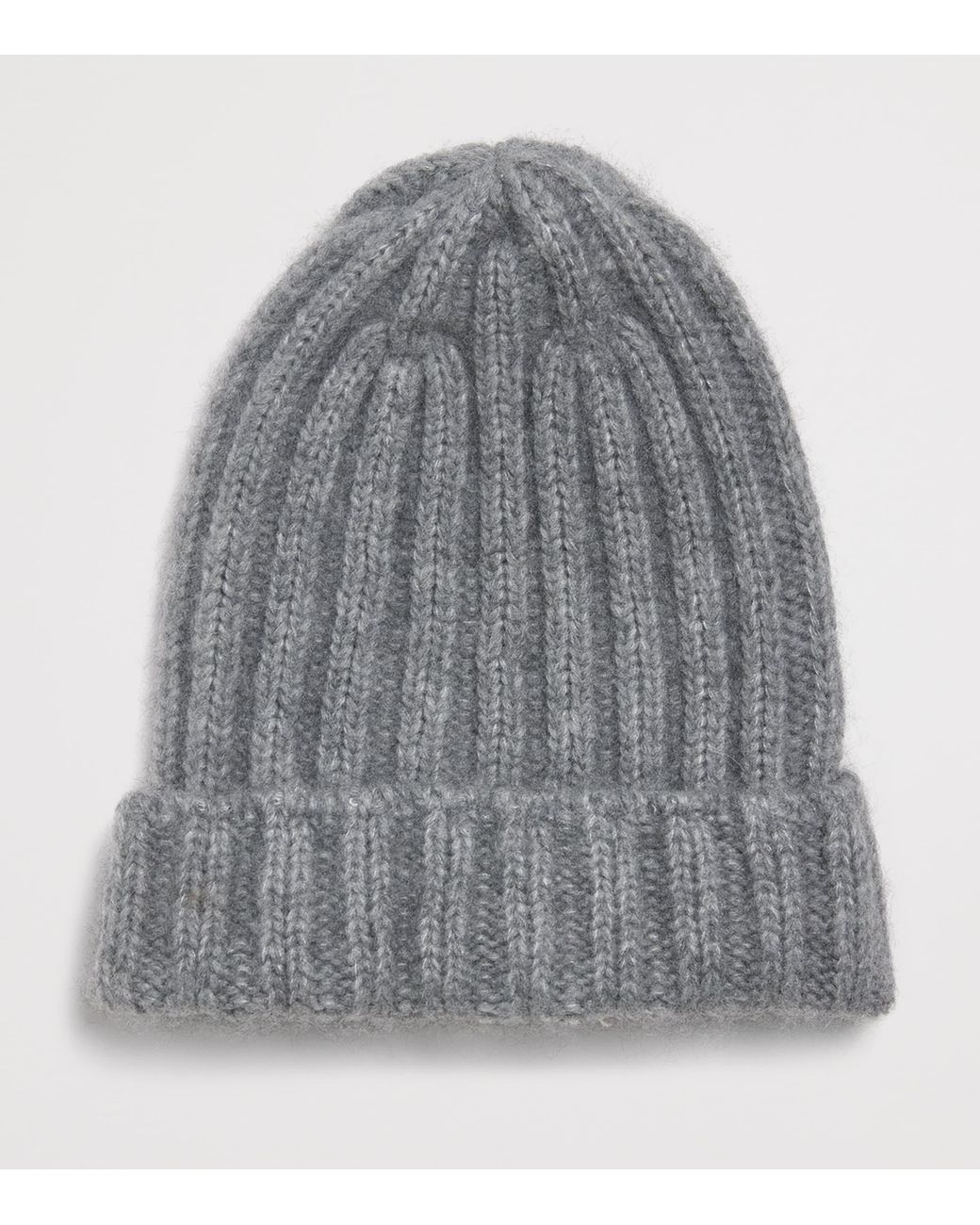 Johnstons Gray Cashmere-Silk Ribbed Beanie for men